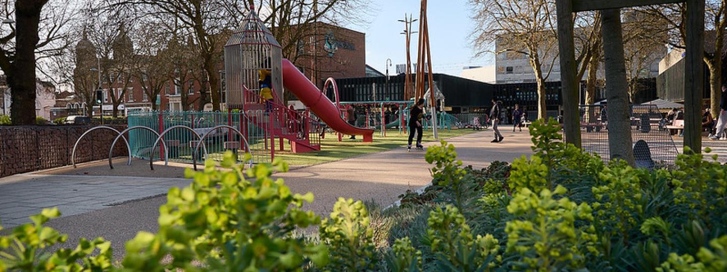 Picture Scene of play area at Coventry Bull Yard 